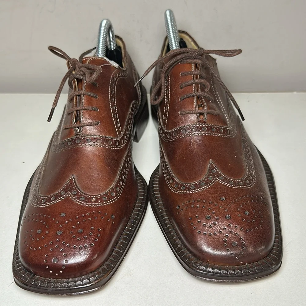 Mario Fagni made in Italy Classic Brown Leather Men's dress shoes
